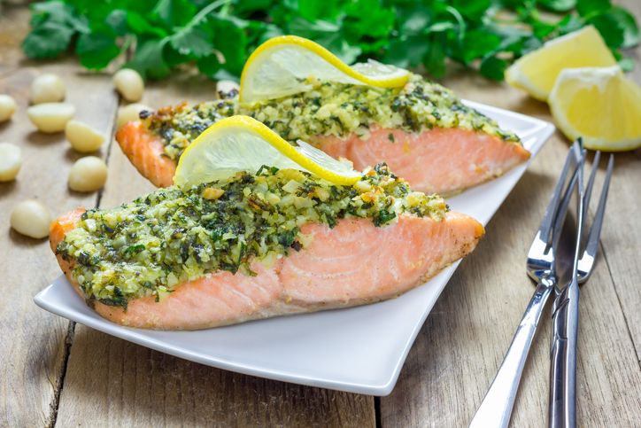 Pavés de saumon en croûte d'herbes